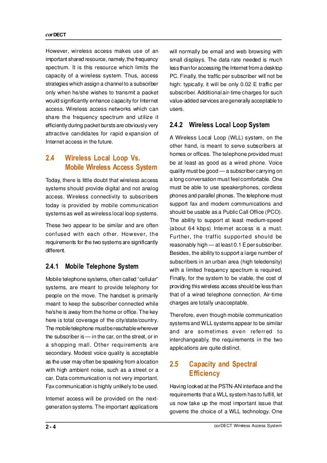 cordect wireless local loop system